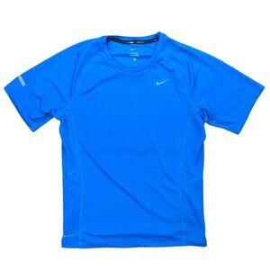 Nike T-Shirt Mens Blue Polyester Reflective Running Dri-Fit Miller 717405-406 S